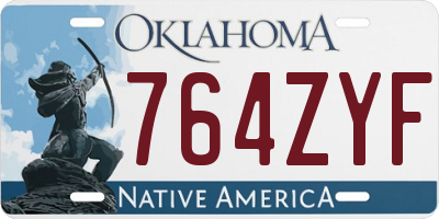 OK license plate 764ZYF