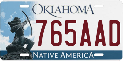 OK license plate 765AAD