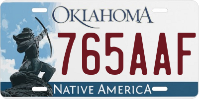 OK license plate 765AAF