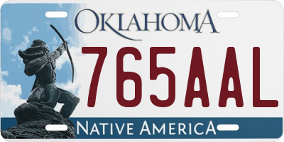 OK license plate 765AAL