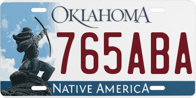 OK license plate 765ABA