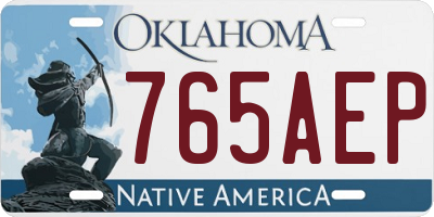 OK license plate 765AEP
