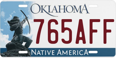 OK license plate 765AFF