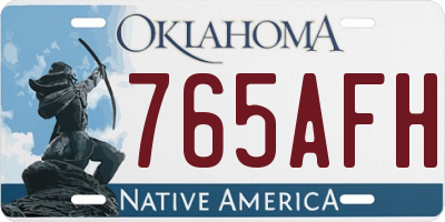 OK license plate 765AFH