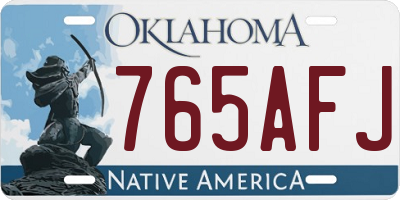 OK license plate 765AFJ
