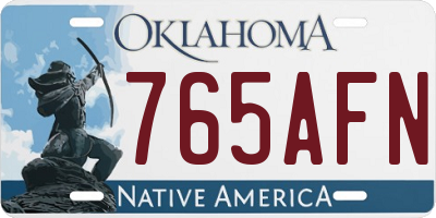 OK license plate 765AFN