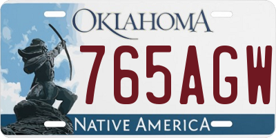 OK license plate 765AGW