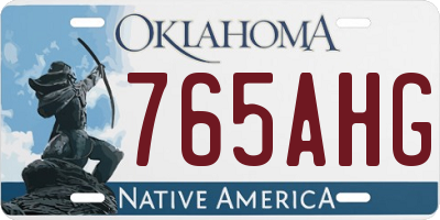 OK license plate 765AHG