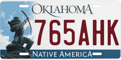 OK license plate 765AHK