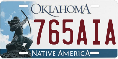 OK license plate 765AIA
