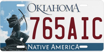 OK license plate 765AIC