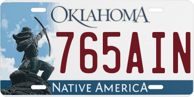 OK license plate 765AIN