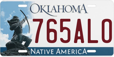 OK license plate 765ALO