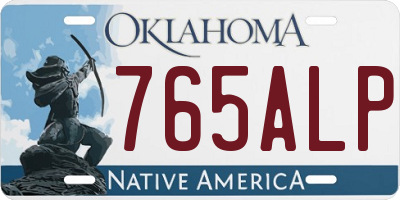 OK license plate 765ALP
