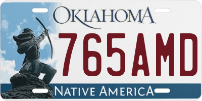 OK license plate 765AMD