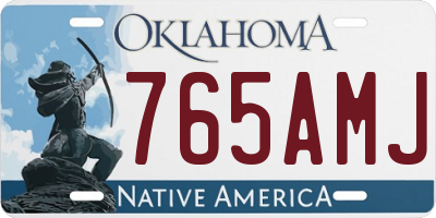OK license plate 765AMJ