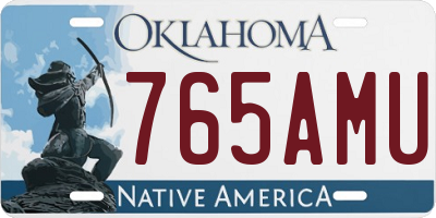OK license plate 765AMU