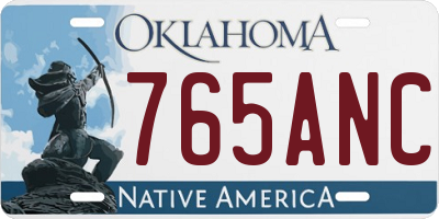 OK license plate 765ANC