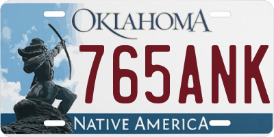 OK license plate 765ANK