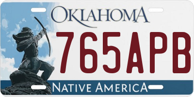 OK license plate 765APB