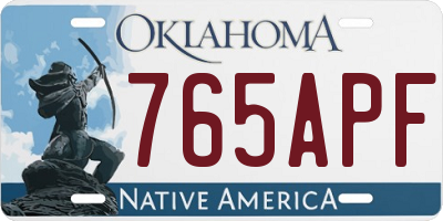 OK license plate 765APF