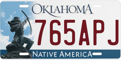 OK license plate 765APJ