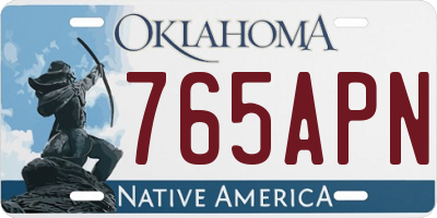 OK license plate 765APN