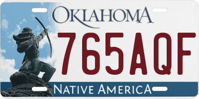 OK license plate 765AQF