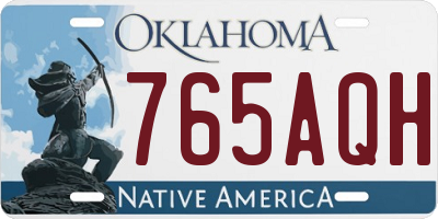 OK license plate 765AQH