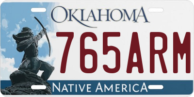 OK license plate 765ARM