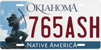OK license plate 765ASH