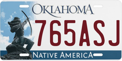 OK license plate 765ASJ