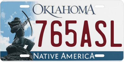 OK license plate 765ASL