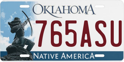 OK license plate 765ASU