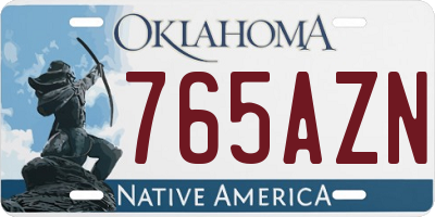 OK license plate 765AZN