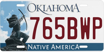 OK license plate 765BWP