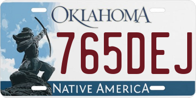 OK license plate 765DEJ