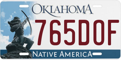 OK license plate 765DOF