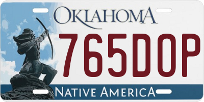 OK license plate 765DOP