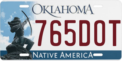 OK license plate 765DOT