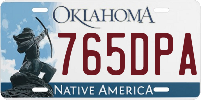 OK license plate 765DPA