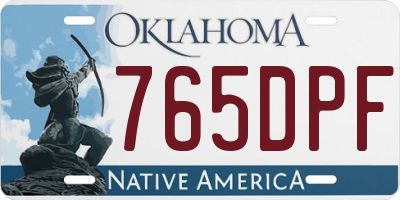 OK license plate 765DPF