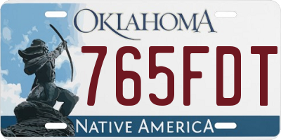 OK license plate 765FDT