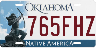 OK license plate 765FHZ