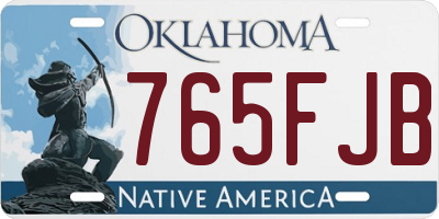 OK license plate 765FJB