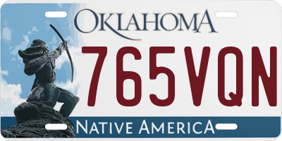 OK license plate 765VQN