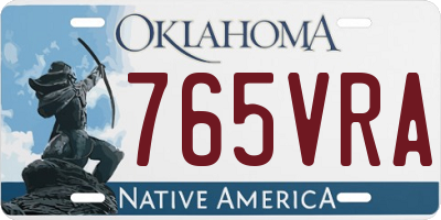 OK license plate 765VRA