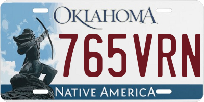 OK license plate 765VRN