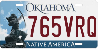OK license plate 765VRQ