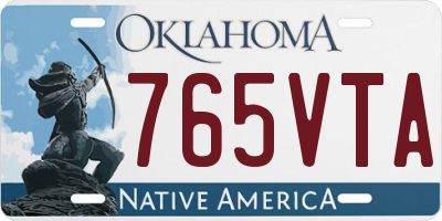 OK license plate 765VTA